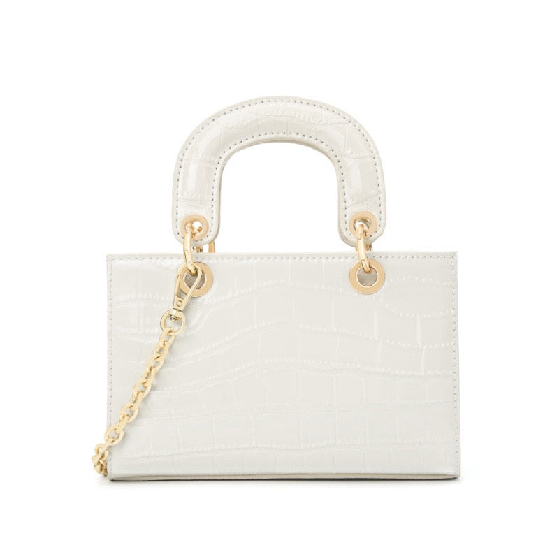 Women’s Genuine Leather Top Handle Handbag | Croc Embossed Effortless Elegance