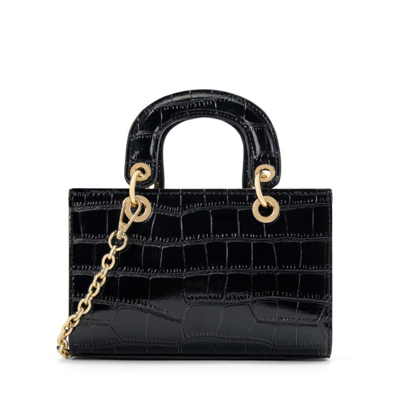Women’s Genuine Leather Top Handle Handbag | Croc Embossed Effortless Elegance