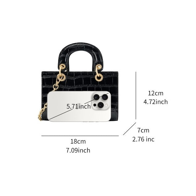 Women’s Genuine Leather Top Handle Handbag | Croc Embossed Effortless Elegance