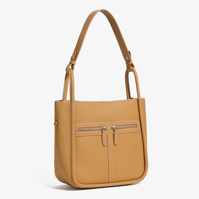 Women’s Top Grain Leather Bag | Effortless Dual Zip Elegance