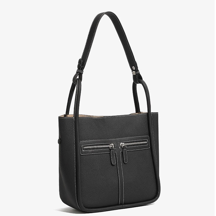 Women’s Top Grain Leather Bag | Effortless Dual Zip Elegance