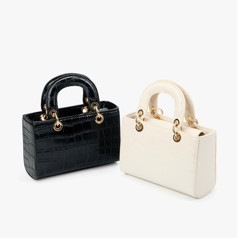 Women’s Genuine Leather Top Handle Handbag | Croc Embossed Effortless Elegance