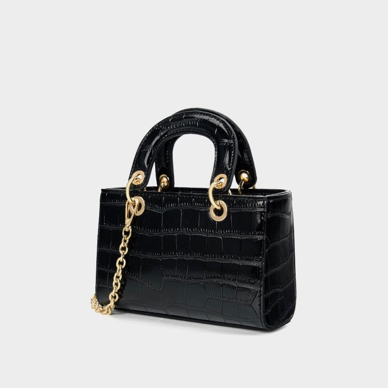 Women’s Genuine Leather Top Handle Handbag | Croc Embossed Effortless Elegance