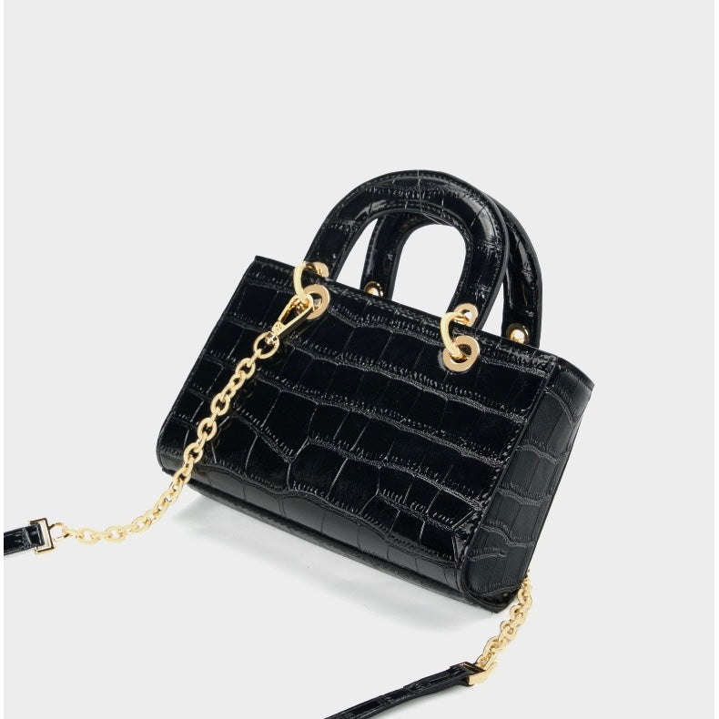 Women’s Genuine Leather Top Handle Handbag | Croc Embossed Effortless Elegance