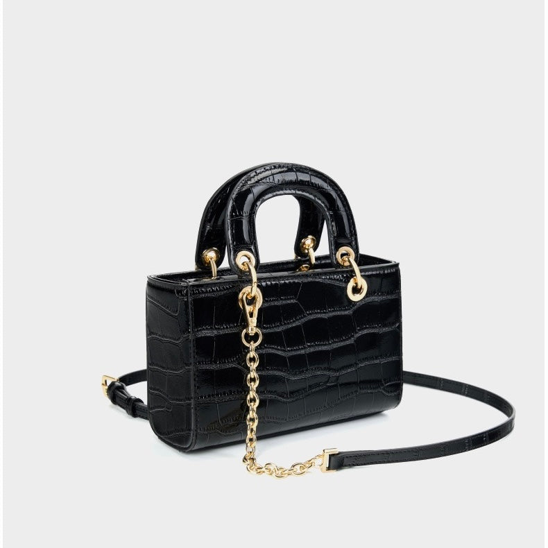 Women’s Genuine Leather Top Handle Handbag | Croc Embossed Effortless Elegance