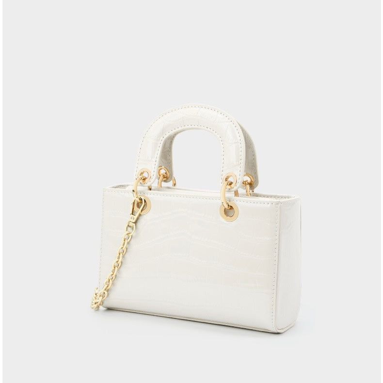 Women’s Genuine Leather Top Handle Handbag | Croc Embossed Effortless Elegance
