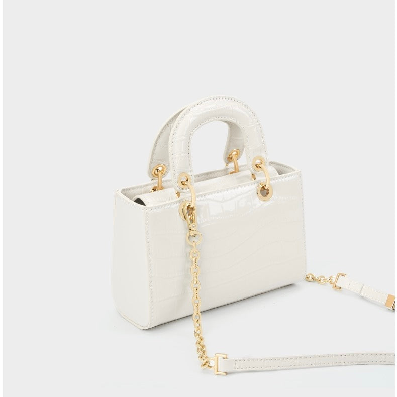 Women’s Genuine Leather Top Handle Handbag | Croc Embossed Effortless Elegance