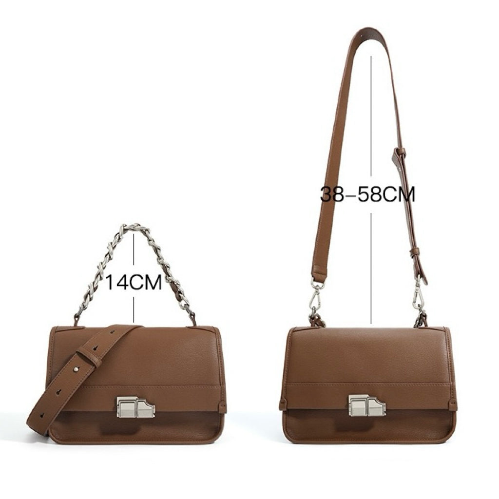 Women’s Genuine Leather Small Square Bag | Effortless Chain Elegance