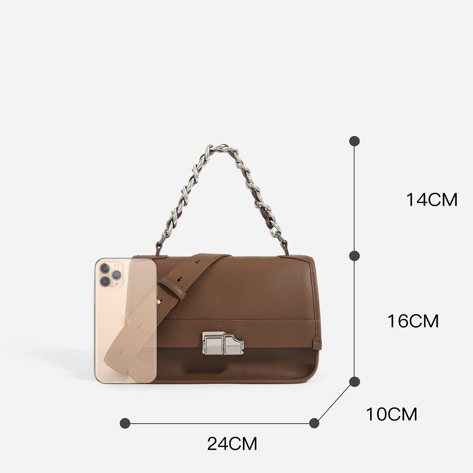 Women’s Genuine Leather Small Square Bag | Effortless Chain Elegance