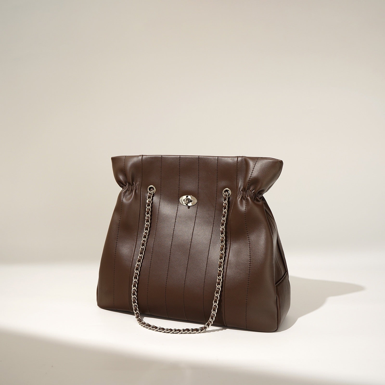 Women’s Genuine Leather Chain Shoulder Bag | Spacious Minimalist Elegance