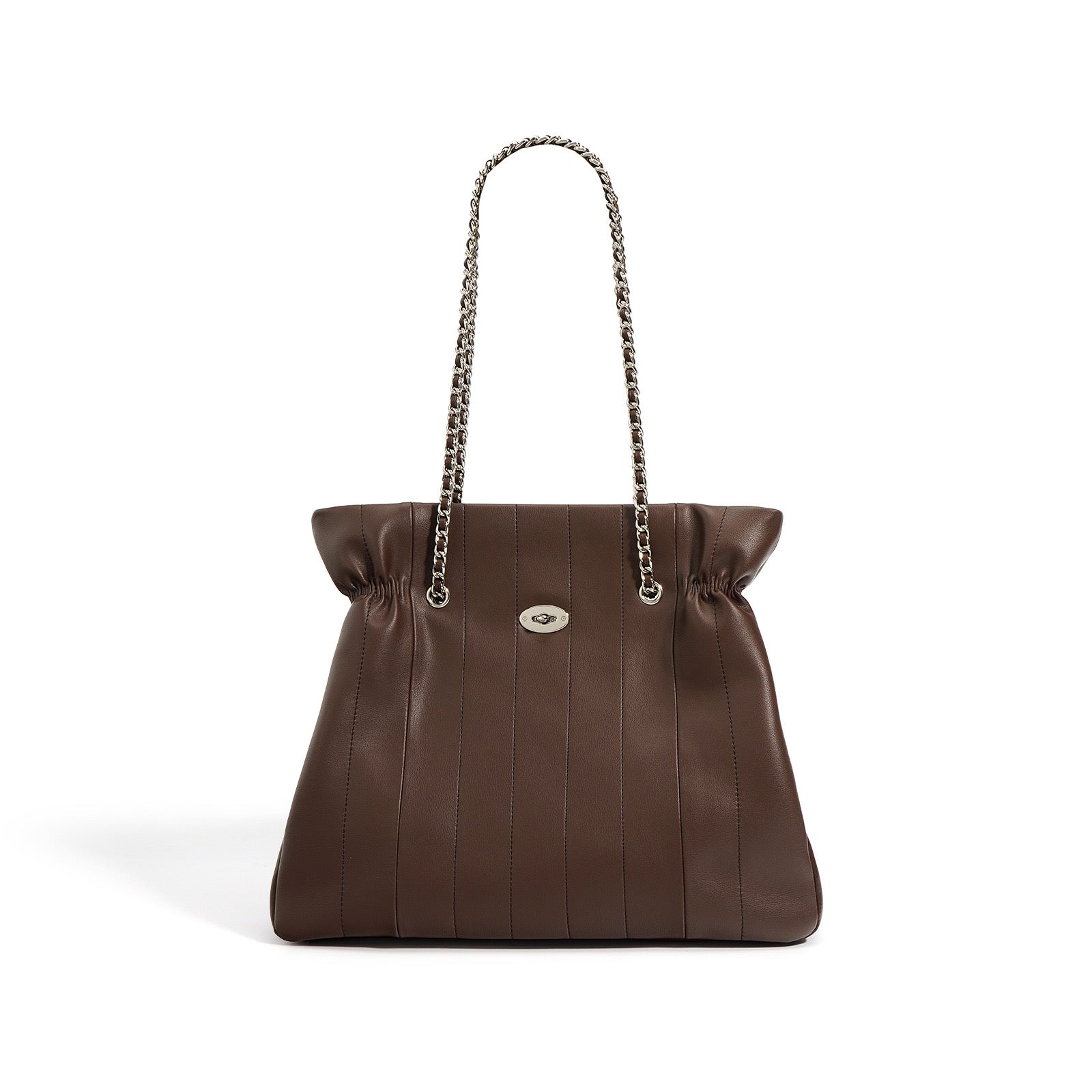 Women’s Genuine Leather Chain Shoulder Bag | Spacious Minimalist Elegance
