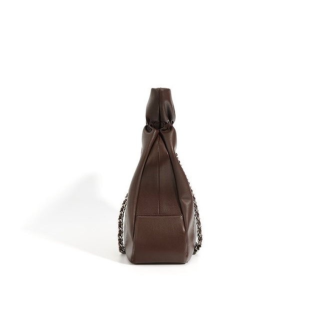 Women’s Genuine Leather Chain Shoulder Bag | Spacious Minimalist Elegance