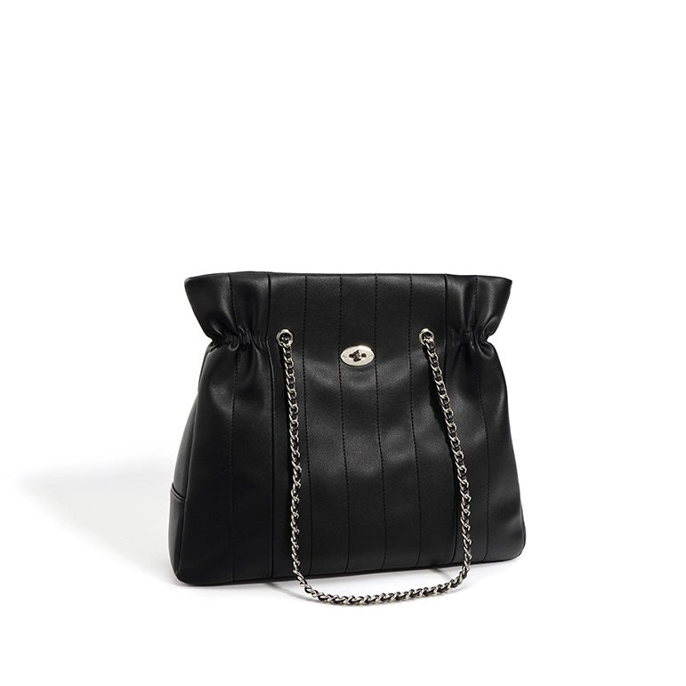 Women’s Genuine Leather Chain Shoulder Bag | Spacious Minimalist Elegance