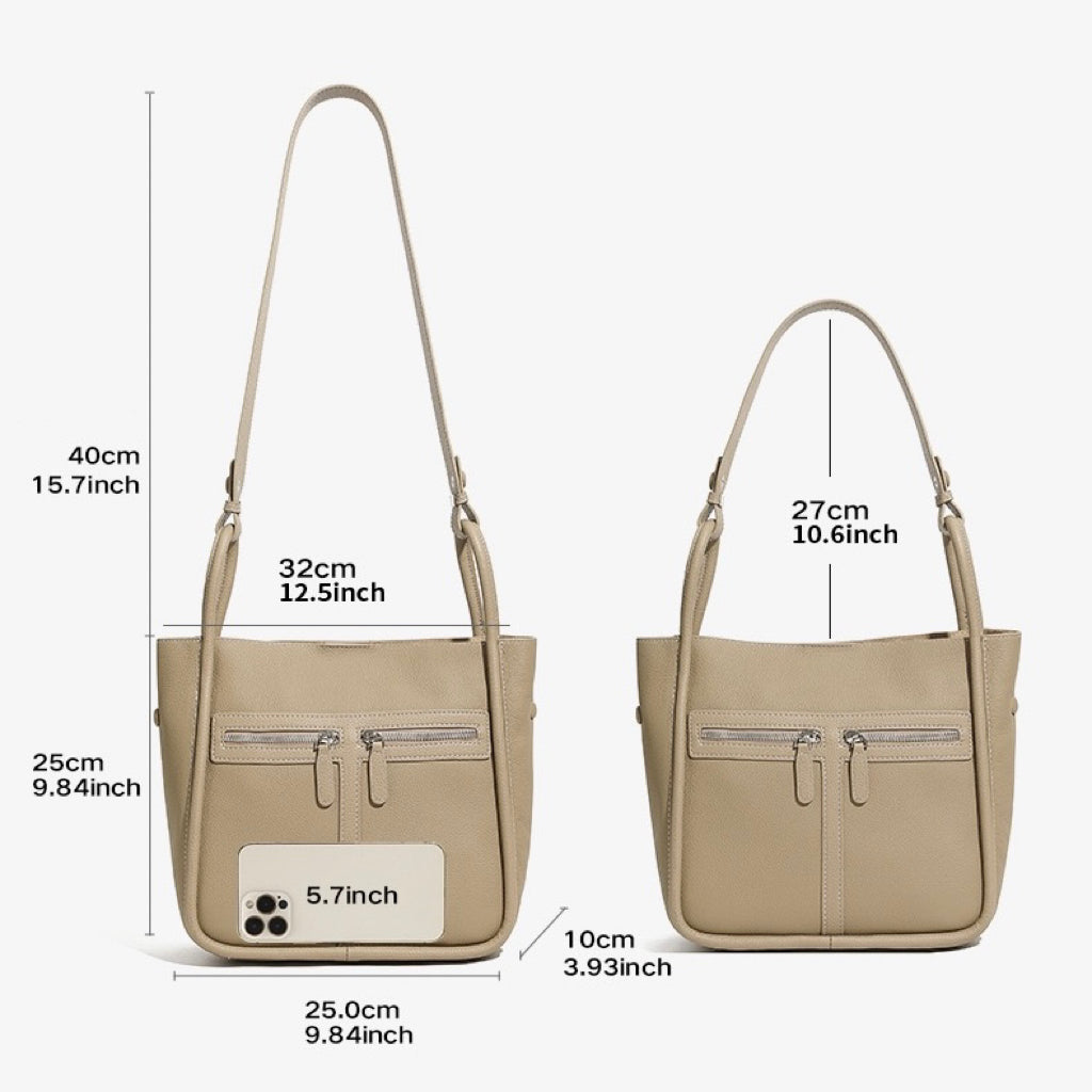 Women’s Top Grain Leather Bag | Effortless Dual Zip Elegance