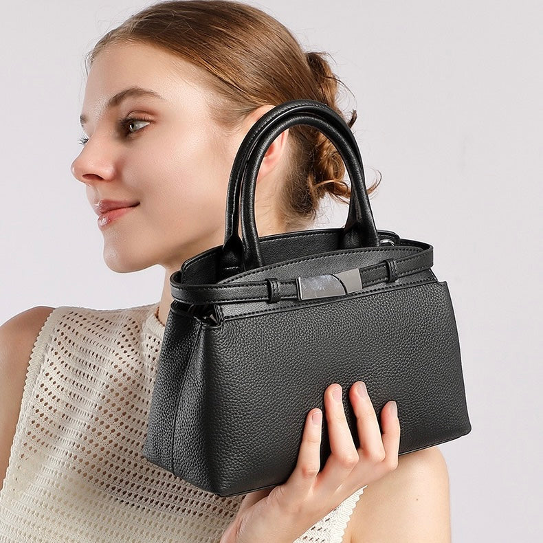 Women’s Genuine Leather Square Crossbody Clutch Bag | Timeless Understated Elegance