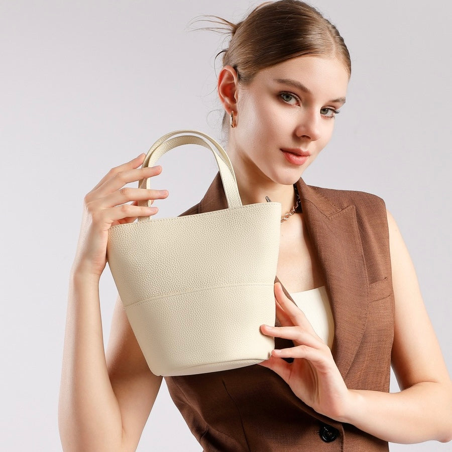Women’s Genuine Leather Crossbody Bucket Bag | Quiet Minimalist Elegance