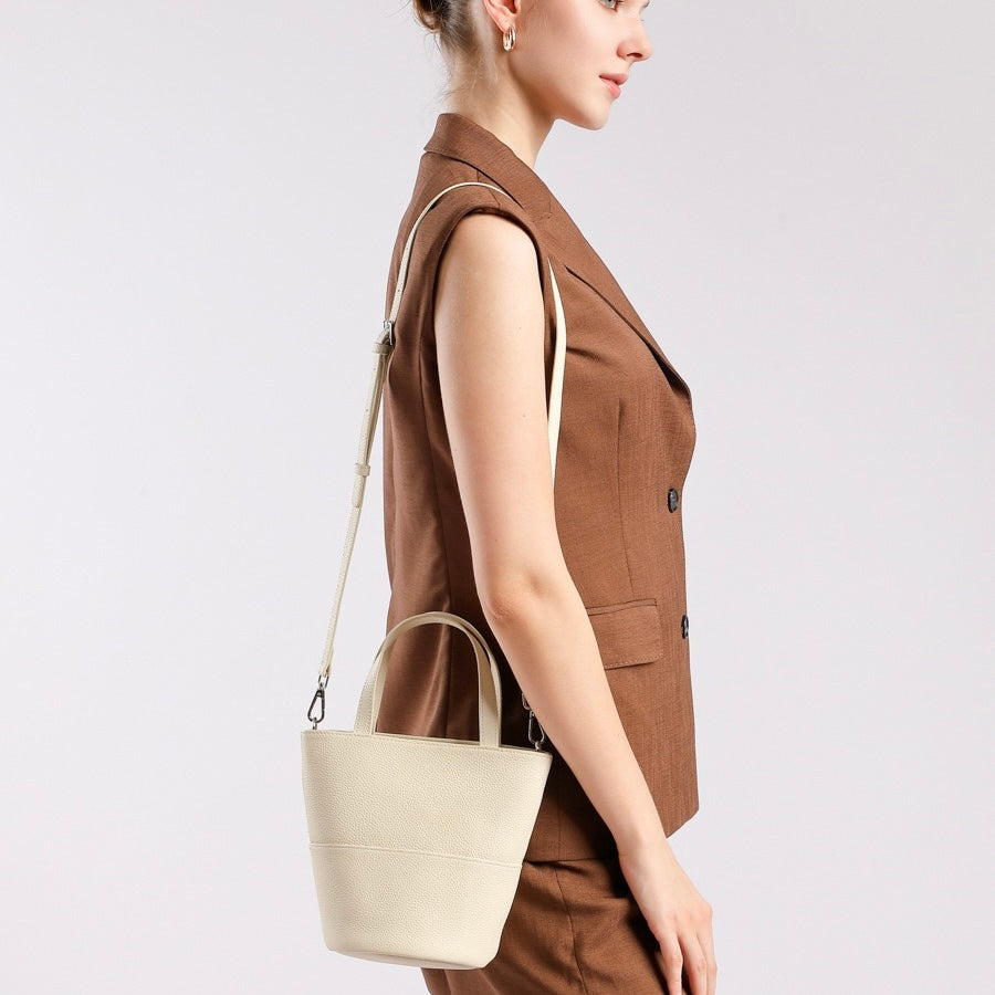 Women’s Genuine Leather Minimalist Crossbody Bucket Bag | Effortless Elegance