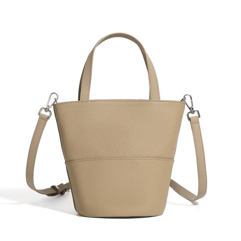 Women’s Genuine Leather Crossbody Bucket Bag | Quiet Minimalist Elegance