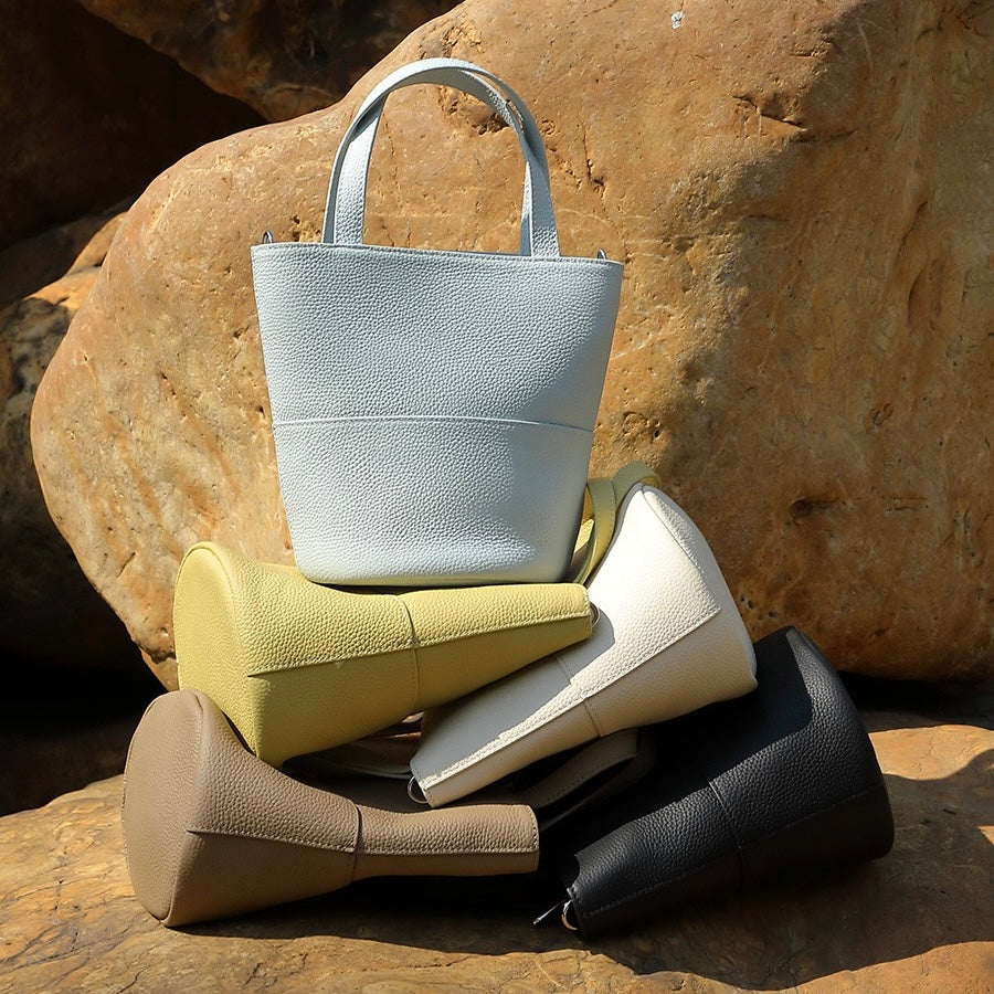 Women’s Genuine Leather Crossbody Bucket Bag | Quiet Minimalist Elegance
