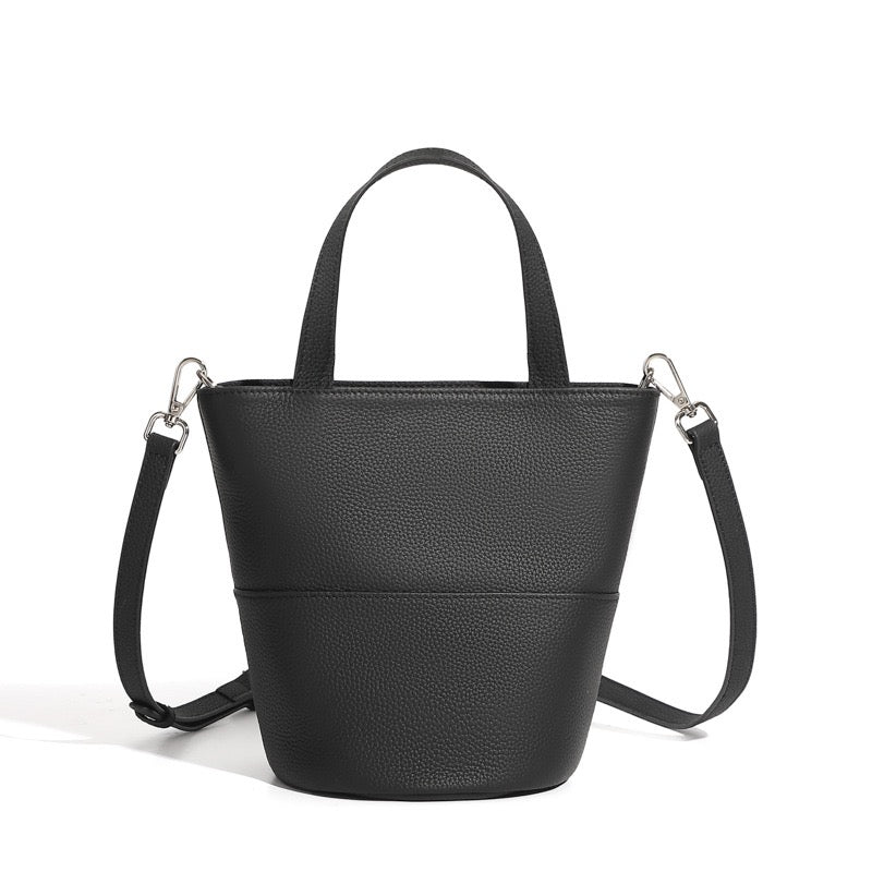 Women’s Genuine Leather Crossbody Bucket Bag | Quiet Minimalist Elegance