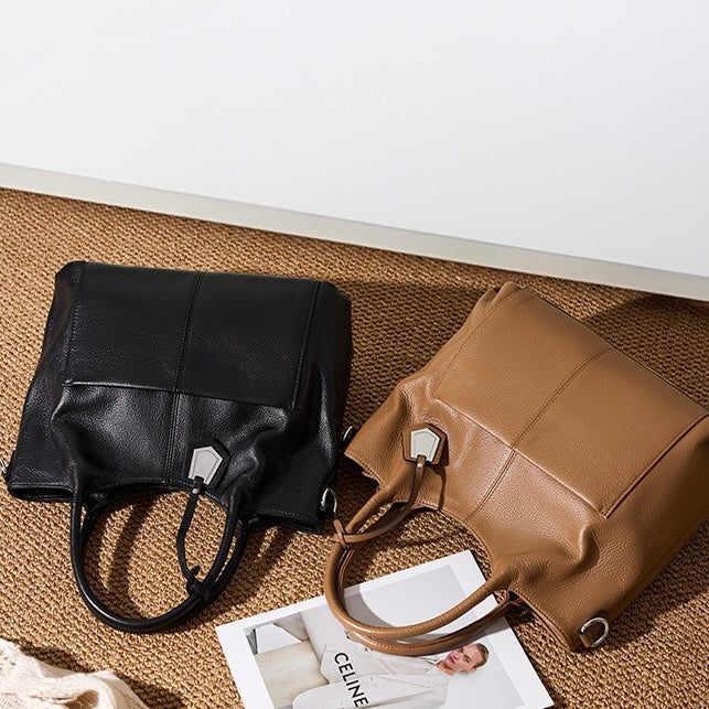 Women’s Genuine Leather Tote Shoulder Bag | Effortless Commuter Elegance