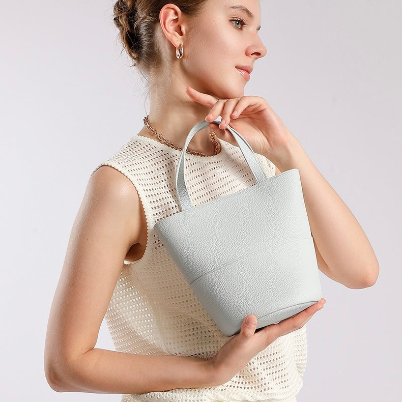 Women’s Genuine Leather Minimalist Crossbody Bucket Bag | Effortless Elegance