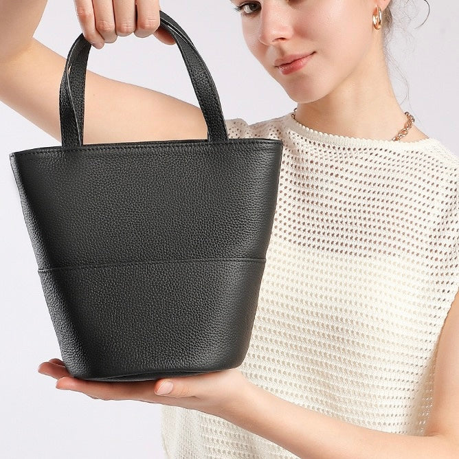 Women’s Genuine Leather Minimalist Crossbody Bucket Bag | Effortless Elegance