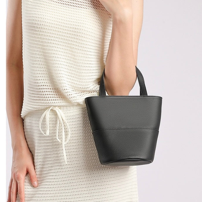 Women’s Genuine Leather Minimalist Crossbody Bucket Bag | Effortless Elegance