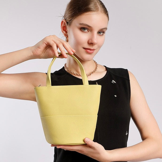 Women’s Genuine Leather Crossbody Bucket Bag | Quiet Minimalist Elegance