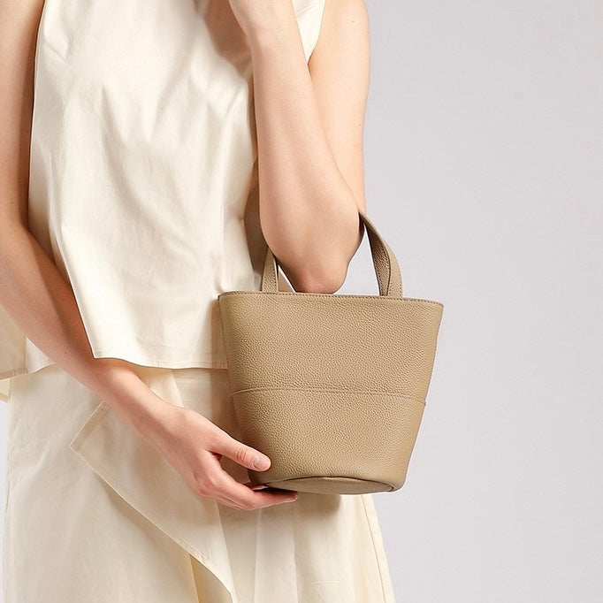 Women’s Genuine Leather Minimalist Crossbody Bucket Bag | Effortless Elegance