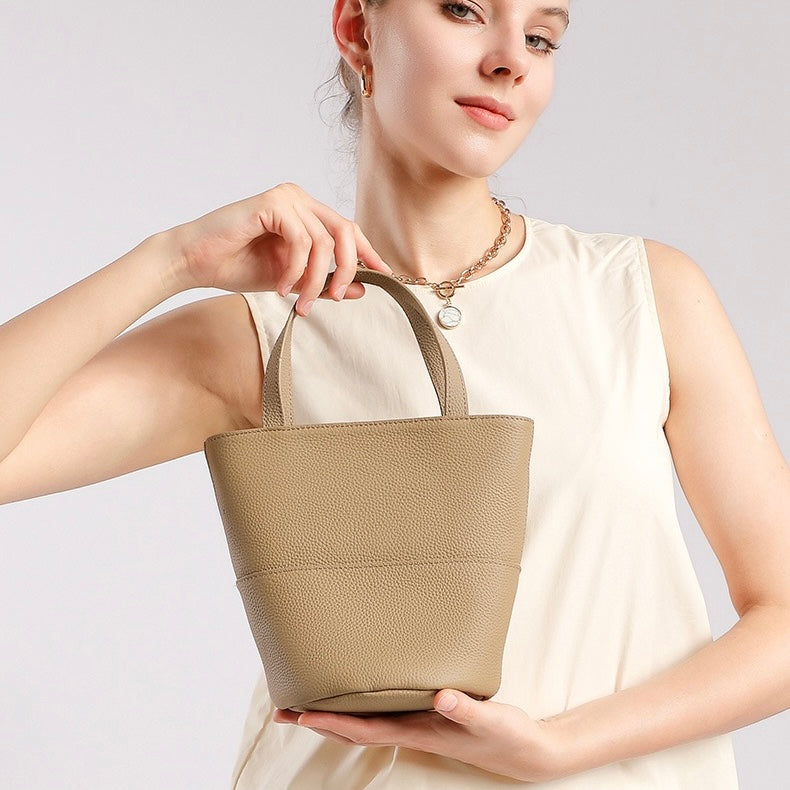 Women’s Genuine Leather Minimalist Crossbody Bucket Bag | Effortless Elegance