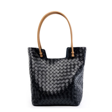 Women’s Genuine Woven Leather Shoulder Tote Bag | Effortless Minimalist Elegance