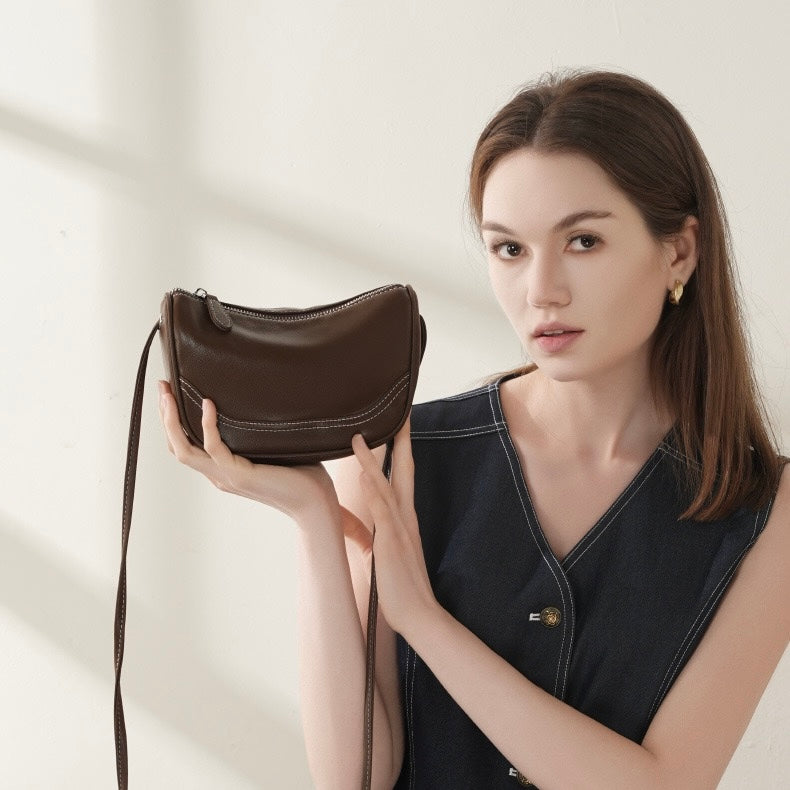 Women’s Top Grain Leather Mini Crossbody Shoulder Bag | Understated Sophistication