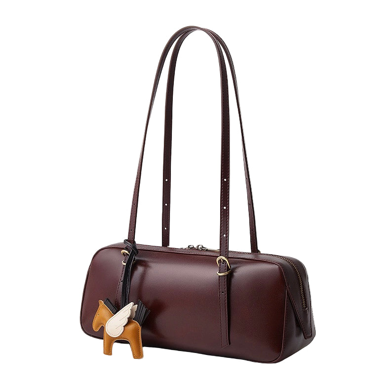 Women’s Genuine Leather Retro Bowling Bag | Refined Horse Charm
