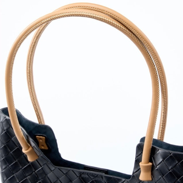 Women’s Genuine Woven Leather Shoulder Tote Bag | Effortless Minimalist Elegance