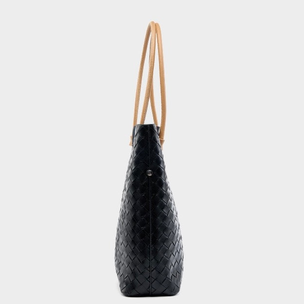 Women’s Genuine Woven Leather Shoulder Tote Bag | Effortless Minimalist Elegance