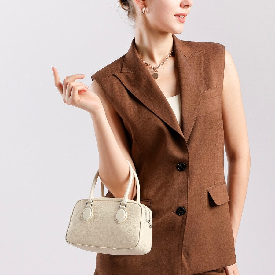 Women’s Genuine Leather Handheld Boston Bag | Effortless Everyday Elegance