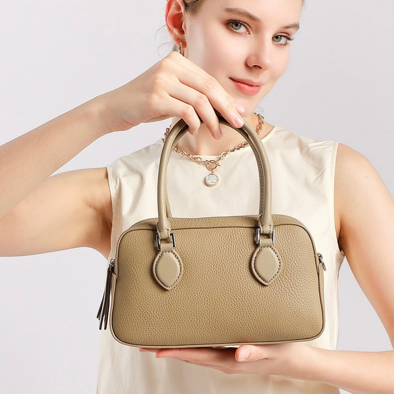 Women’s Genuine Leather Handheld Boston Bag | Effortless Everyday Elegance