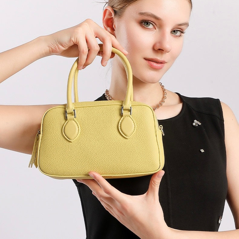 Women’s Genuine Leather Handheld Boston Bag | Effortless Everyday Elegance
