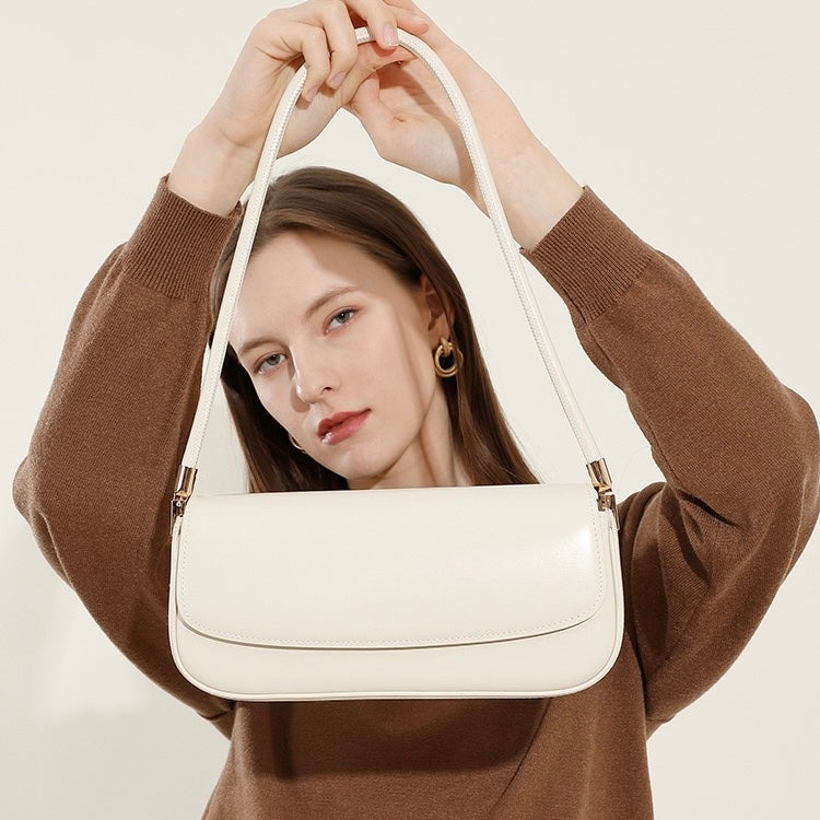 Women’s Genuine Leather Minimalist Saddle Tote | Effortless Commuter Elegance
