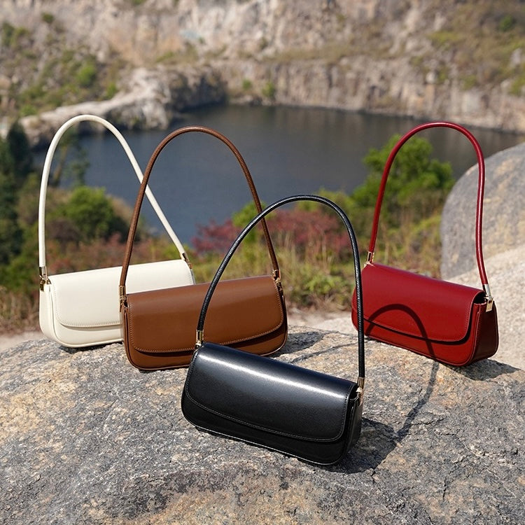 Women’s Genuine Leather Minimalist Saddle Tote | Effortless Commuter Elegance