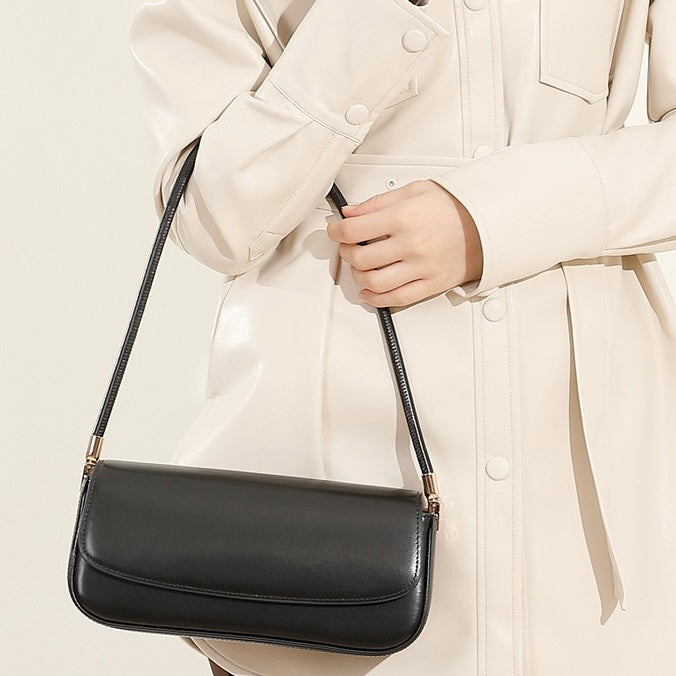 Women’s Genuine Leather Minimalist Saddle Tote | Effortless Commuter Elegance