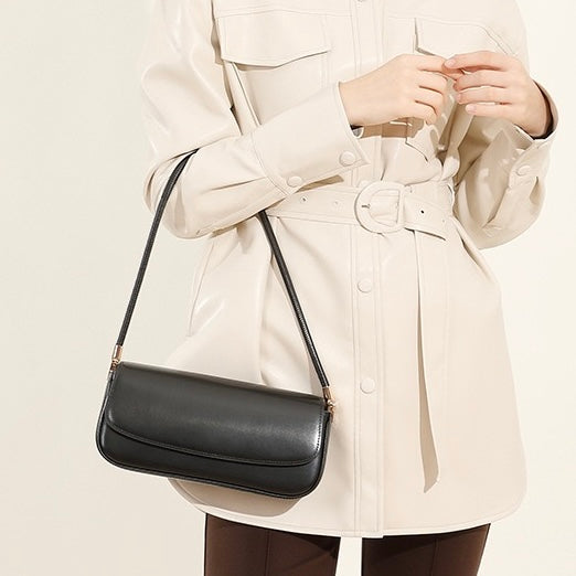 Women’s Genuine Leather Minimalist Saddle Tote | Effortless Commuter Elegance