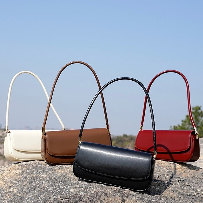 Women’s Genuine Leather Minimalist Saddle Tote | Effortless Commuter Elegance