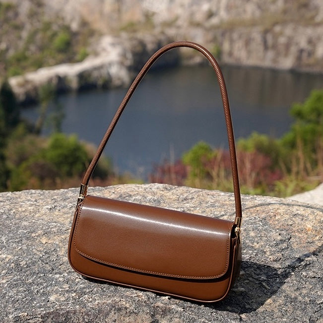 Women’s Genuine Leather Minimalist Saddle Tote | Effortless Commuter Elegance