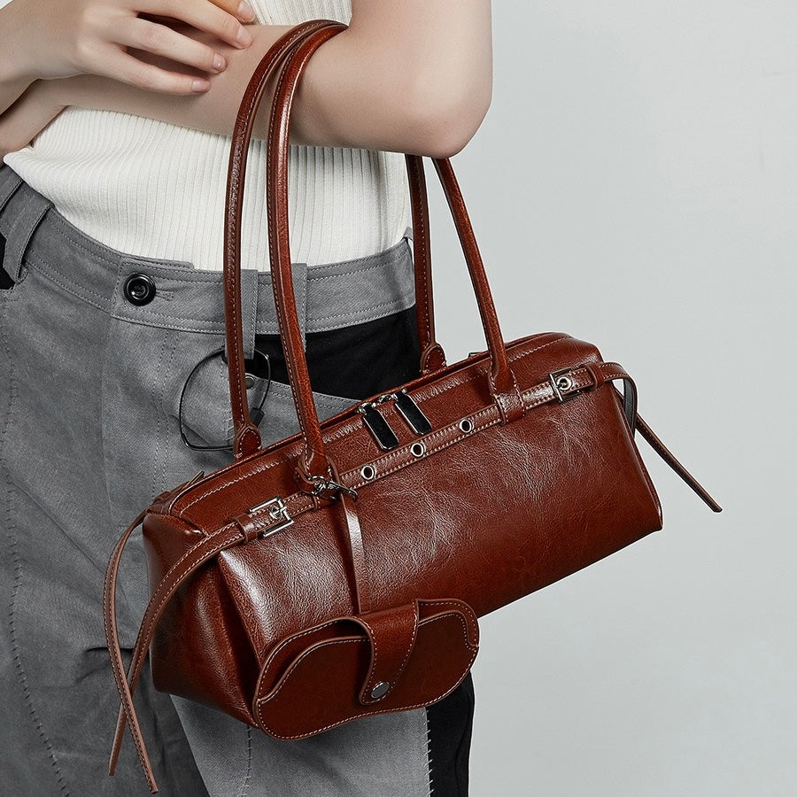 Women’s Genuine Leather Belt Shoulder Bag | Vintage Biker Poise