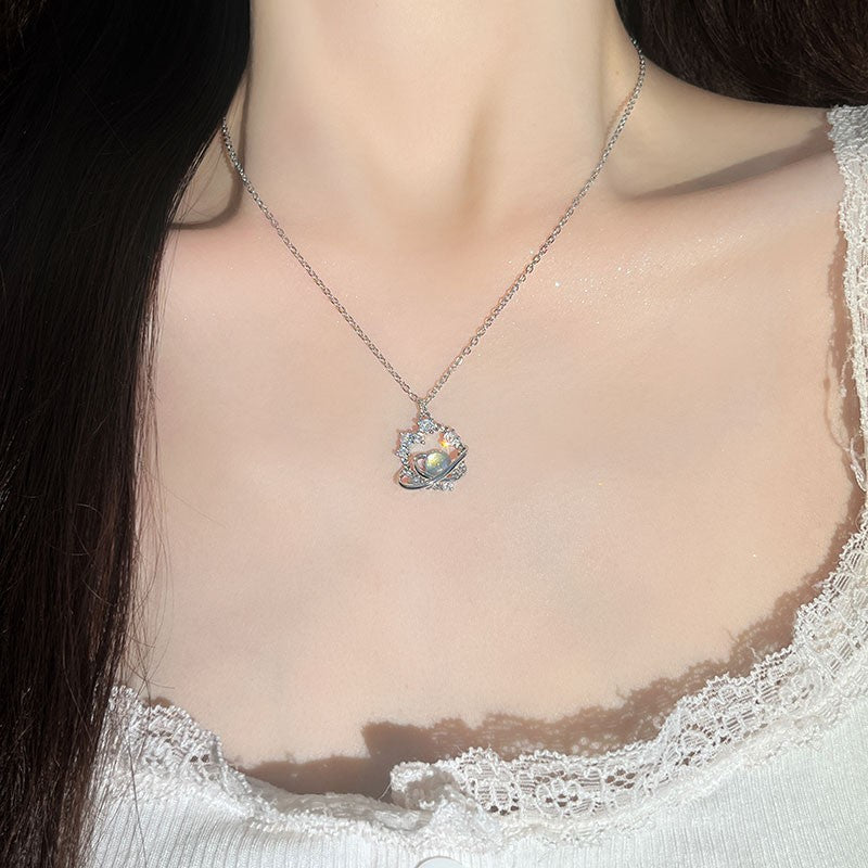 Colorful Falling Planet Necklace | Effortless Celestial Elegance