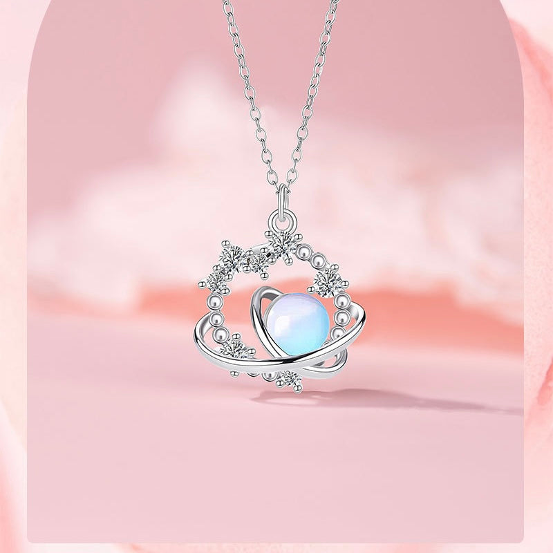 Colorful Falling Planet Necklace | Effortless Celestial Elegance