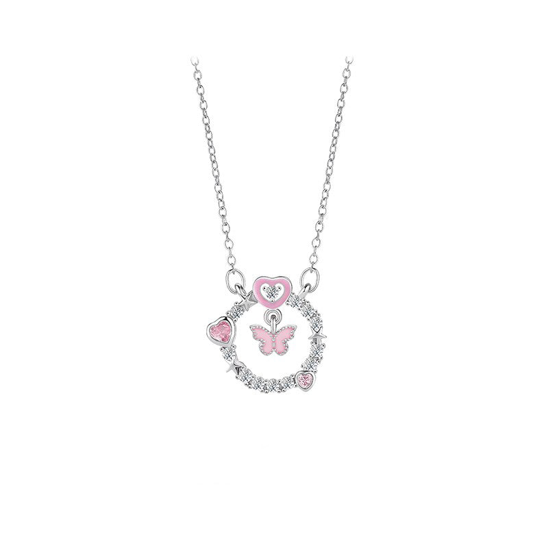 Pink Butterfly Necklace | Effortless Garden Grace Timeless Luxury