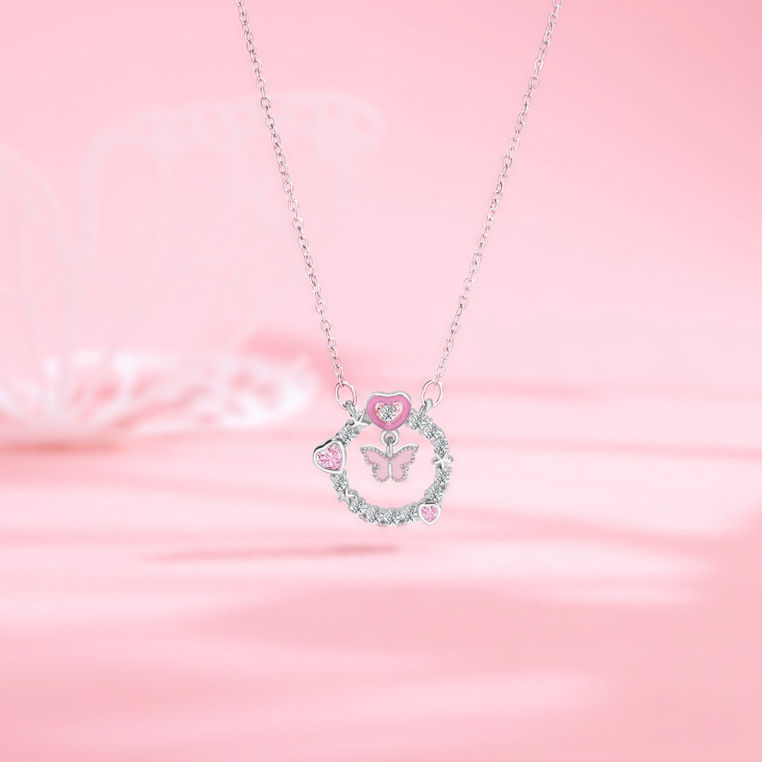 Pink Butterfly Necklace | Effortless Garden Grace Timeless Luxury